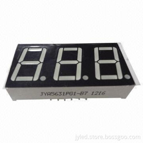 Three-digit 7-segment LED display, white color LED display